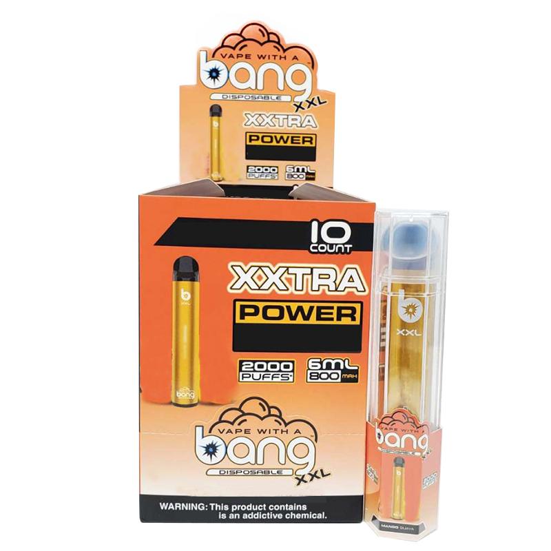 Bang xxl μίας χρήσης στυλό vape ηλεκτρονική συσκευή τσιγάρων 800mAh μπαταρία 6ml pods κενές αρχικές ατμόσφαιρες 2000 κιτ κιτ χονδρικής
